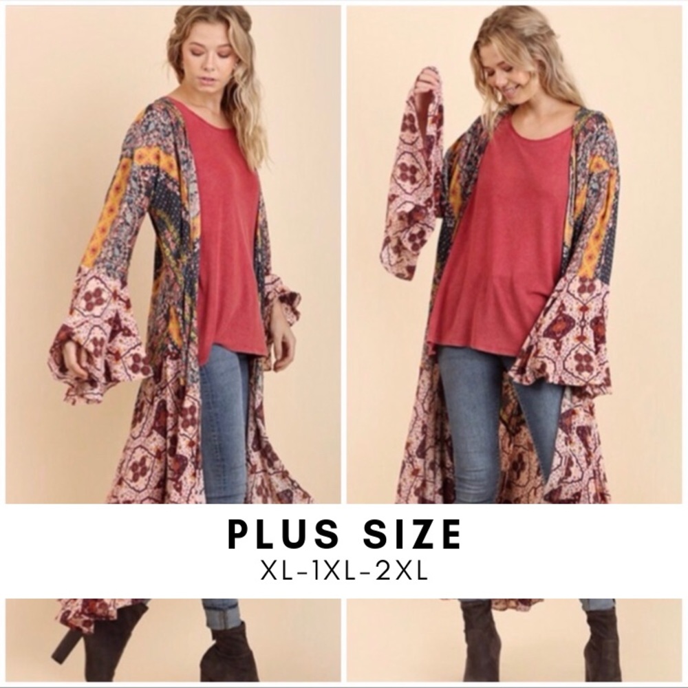 ♦️PLUS SIZE♦️3 PACK BERRY MIXED FLORAL KIMONO